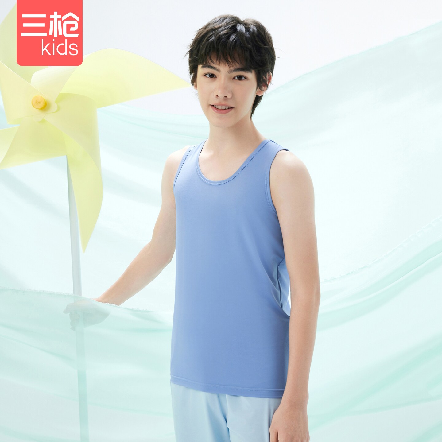 三枪男孩中大童75-115斤 轻风木代尔男大童背心（两枚装）夏季薄
