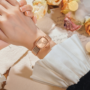 聚利时JULIUS超薄小巧精致手表钢带表金属小方表气质优雅时尚 女表