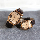 聚利时情人节礼物酒桶形手表男女石英复古夜光时尚 情侣对表礼盒