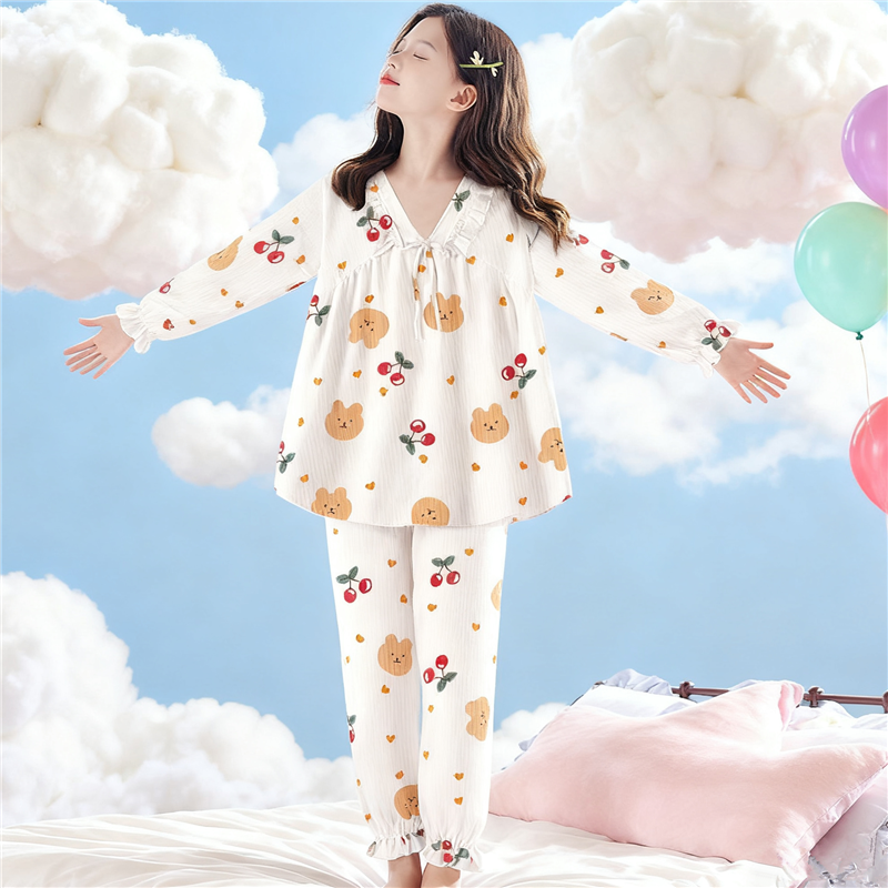 女童套装春秋冰丝公主风薄款儿童中大童女孩睡衣长袖秋冬款家居服,童装/婴儿装/亲子装,家居服套装,淘宝优惠券,粉丝福利购,淘宝优惠卷