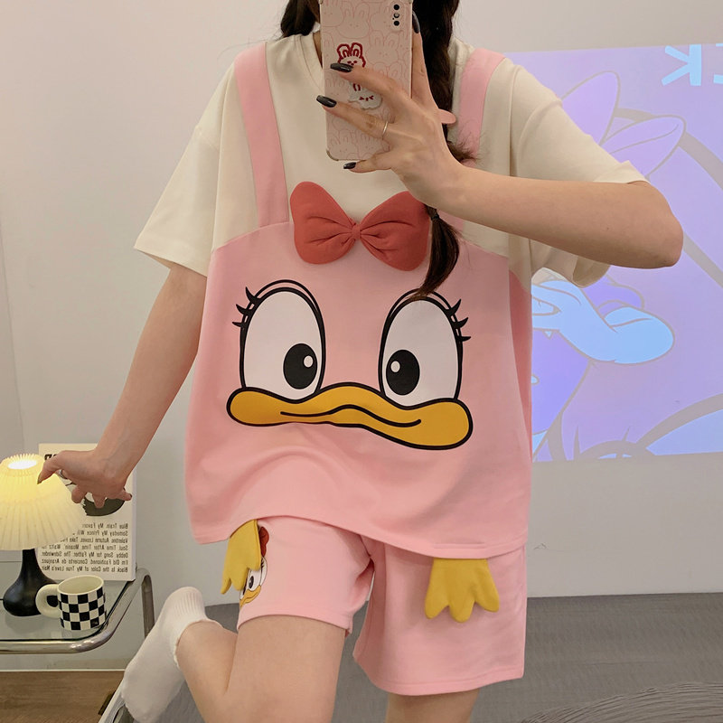 鸭子纯棉睡衣晚安公主女