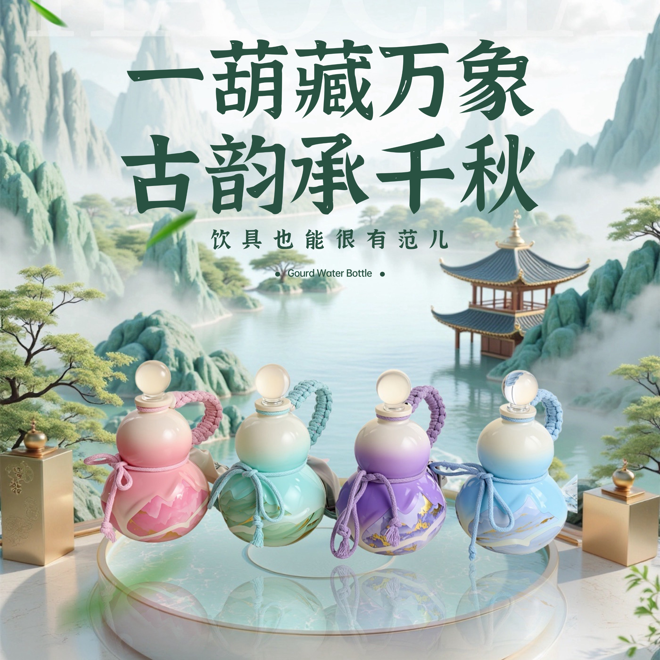 非遗风葫芦瓶水杯带绳便携