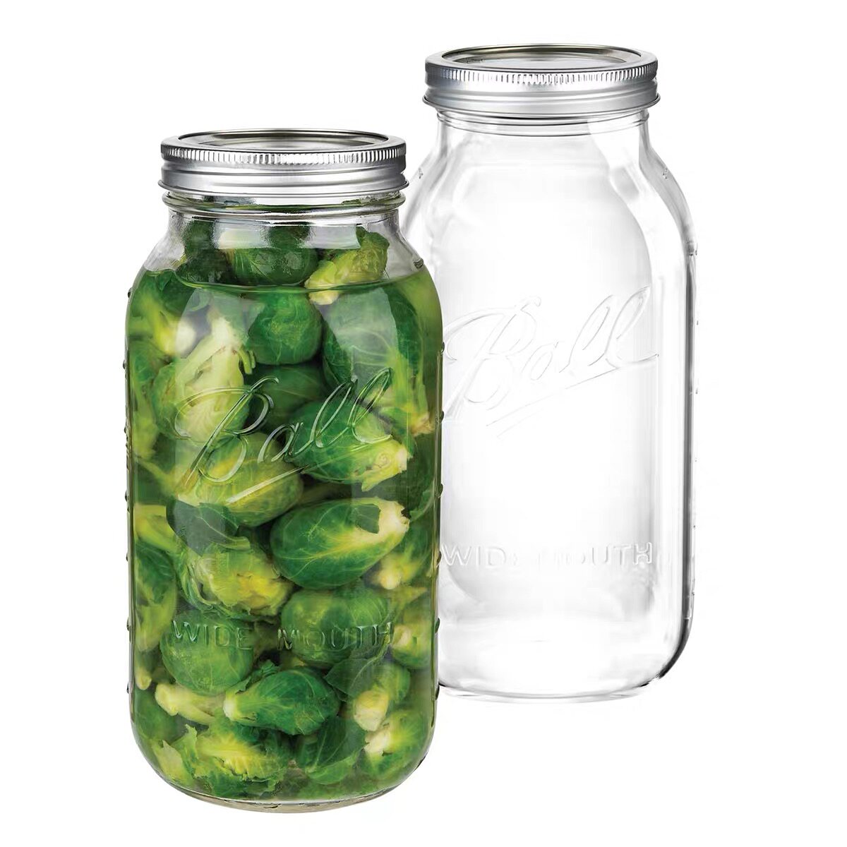 ball mason jar64 盎司宽口梅森罐半加仑(约 1.8 升)大罐,2 夸脱