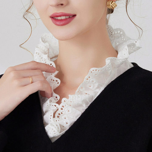 新款女领洋气配毛衣荷叶边假领子