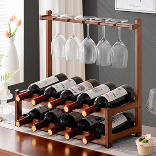 红酒架子家用葡萄酒架摆件展示架酒柜简易桌面多瓶格子放酒置物架