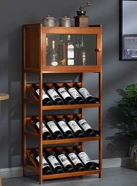 红酒架子置物架家用小酒柜酒格子吧台展示架放酒装饰简易实木靠墙