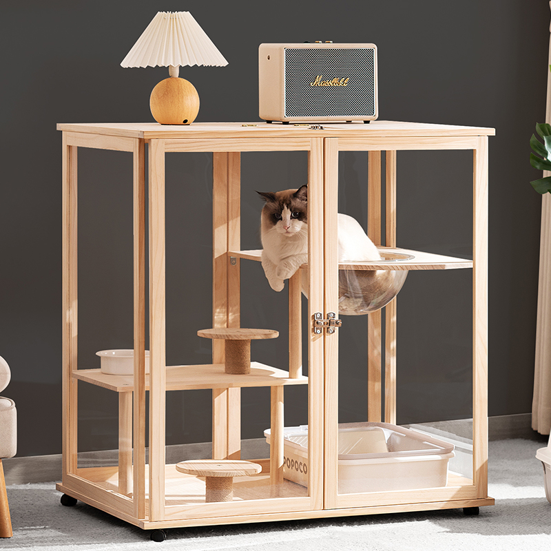 淘之良品猫别墅猫屋家用实木