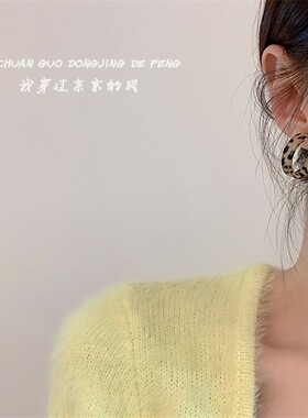 「全店买二赠一」C形圆圈圈豹纹耳圈女气质韩国耳环2021年新款潮