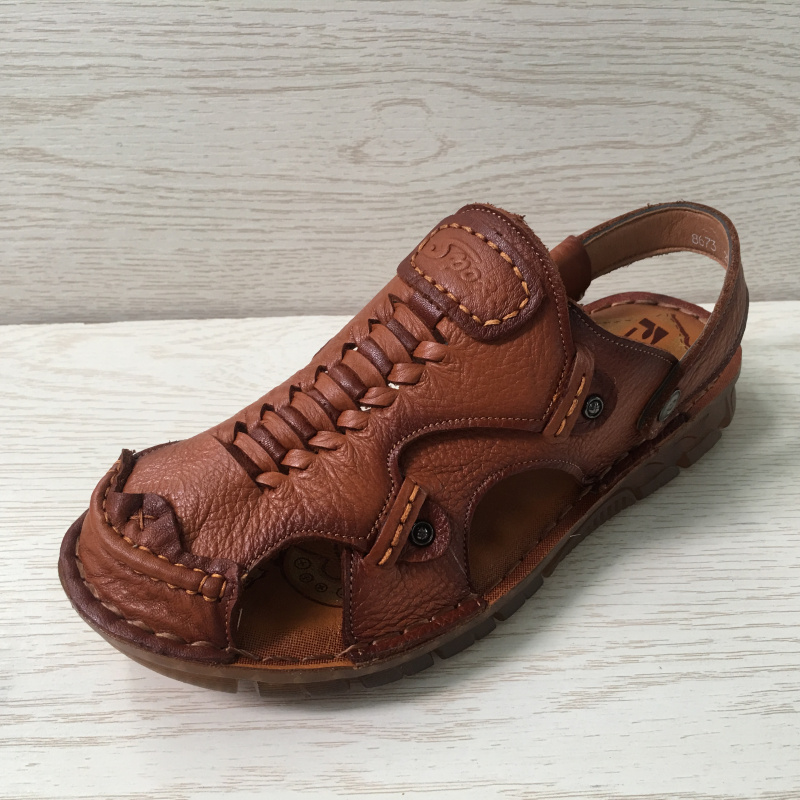 夏季休闲风户外包头牛皮沙滩鞋