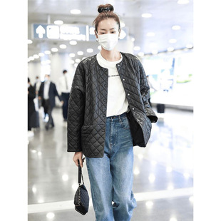 高货轻奢！ 刘雯同款皮衣女外套2025新款真皮绵羊皮高级感棉服女