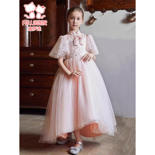富罗迷女童礼服裙儿童公主裙2024新款夏季小女孩洋气新中式演出服