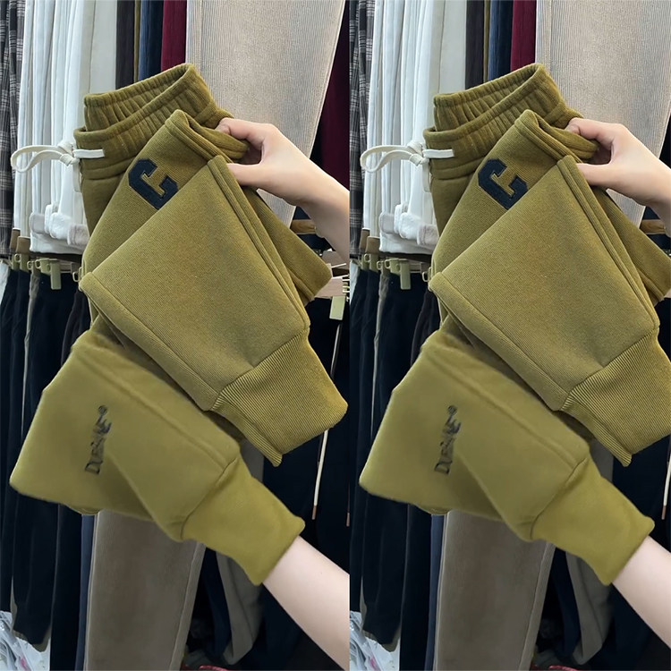 加绒加厚休闲卫裤女2025春秋冬高腰显瘦宽松字母刺绣宝宝绒哈伦裤,女装/女士精品,卫裤,淘宝优惠券,粉丝福利购,淘宝优惠卷