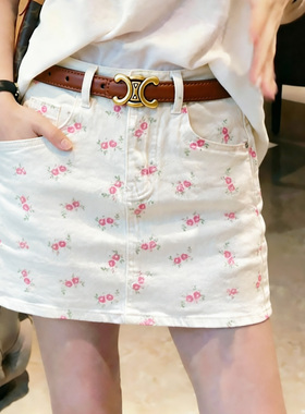 2026夏季新款白色碎花印花牛仔短裙女甜美减龄高腰显瘦包臀半身裙