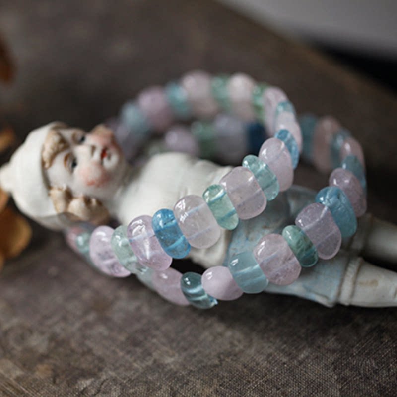 清透天然摩根石随形彩色手排天然石水晶半宝石时尚饰品手链手串