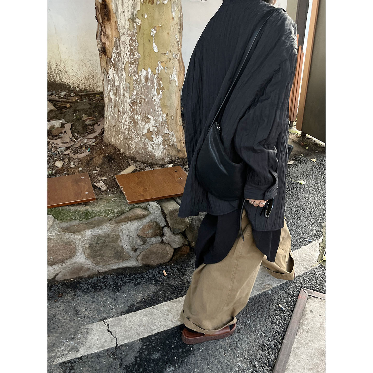 小众表妹日系竖纹圆领棉服外套女宽松休闲中长款保暖秋冬百搭棉衣