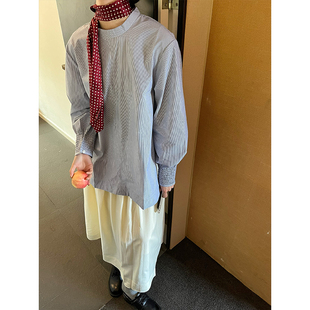 小众表妹 2025春新款韩系宽松清新细条纹衬衫女设计感长袖上衣