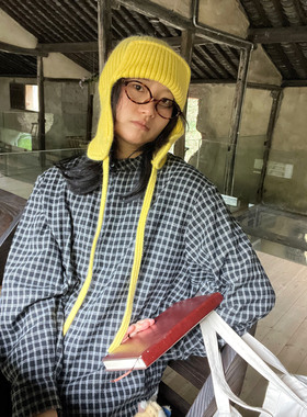 小众表妹日系格子衬衫女秋冬内搭休闲宽松复古长袖衬衣