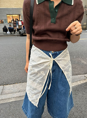 小众表妹 叠穿层次感蕾丝花边p帘