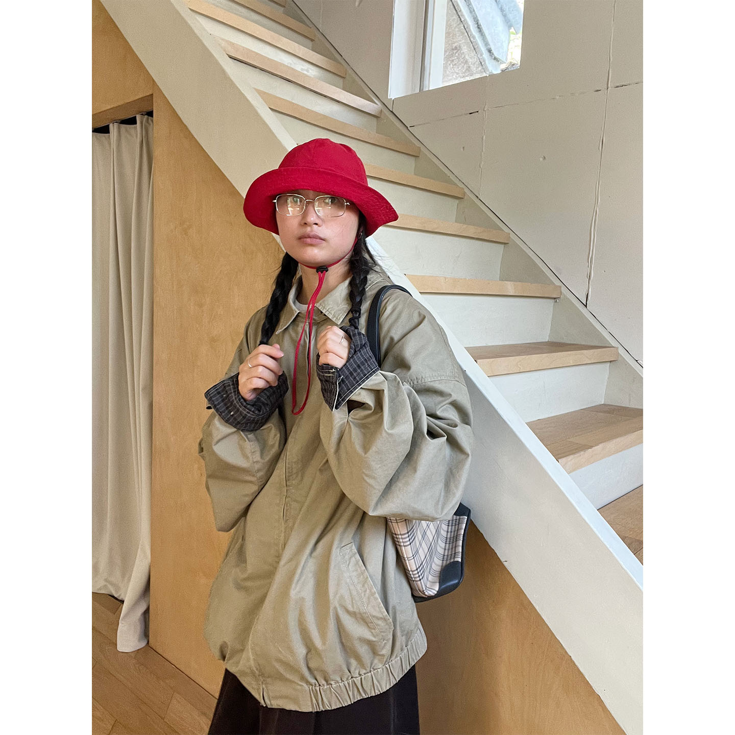 小众表妹 vintage宽松休闲工装夹克酵洗做旧