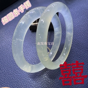 32】暴风雪岫玉细圆条女款手镯网红同款高品玉镯一物一图春上新