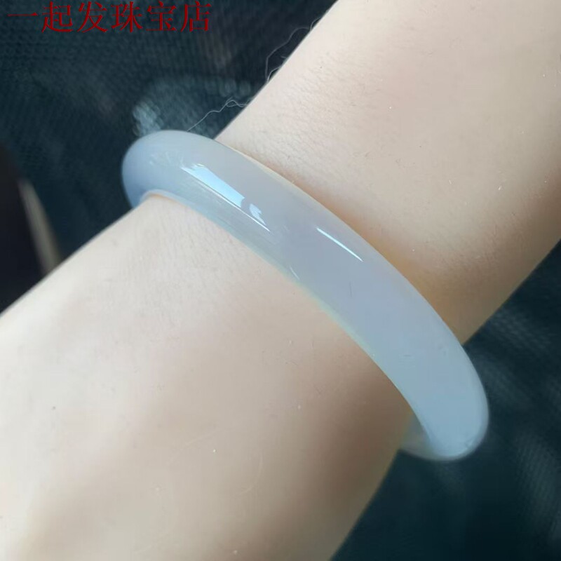 白冰荔枝玛瑙手镯冰种玉髓白色手环白月光少女款玉镯子礼物韩版