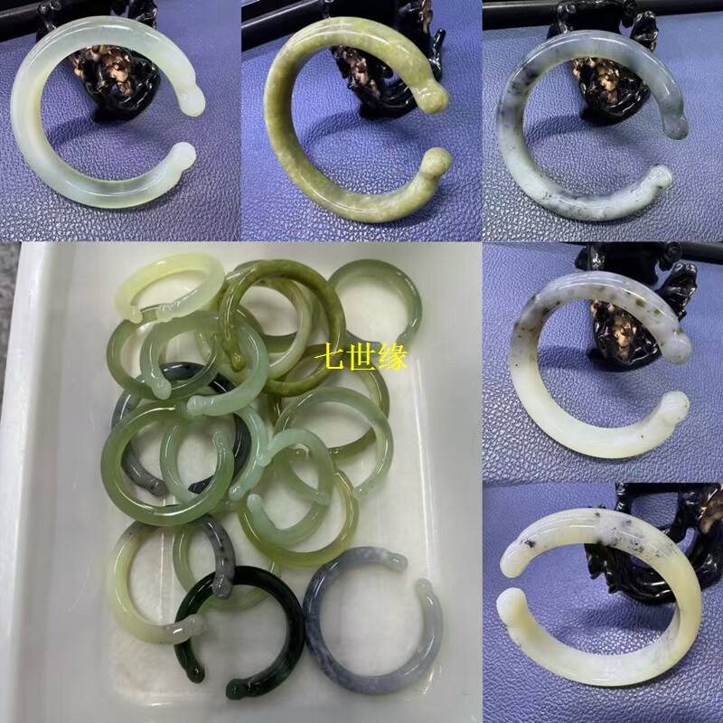【绿冰开口猫爪镯】 开口雕刻镯天然岫玉手镯合集 工艺镯一物一图