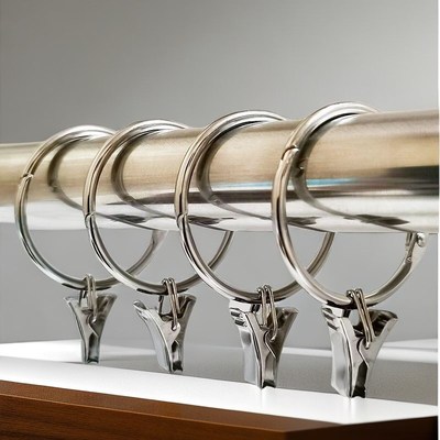 窗帘开口环带不锈钢夹子金属窗帘环活扣挂环挂钩罗马圈浴帘环配件