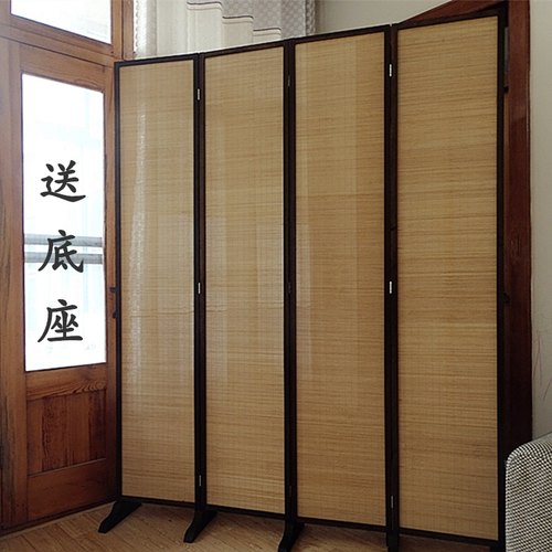 屏风隔断客厅折屏竹子实木入户屏风中式简约折叠屏风做旧民俗隔断