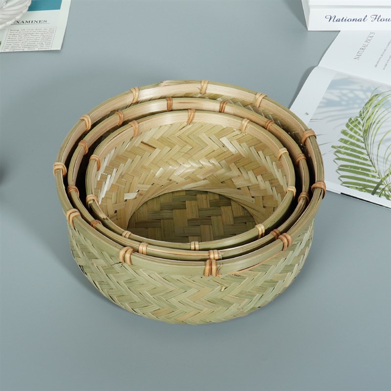 竹编竹制品形筲箕家用厨房水果篮洗菜圆筐菜篮子鸡蛋馒头筐编织筐