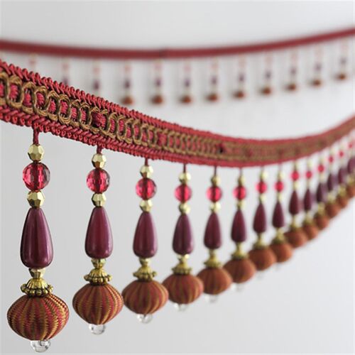 欧式窗帘花边下摆装饰窗幔配件辅料流苏牛筋吊球底边水晶珠子幔头