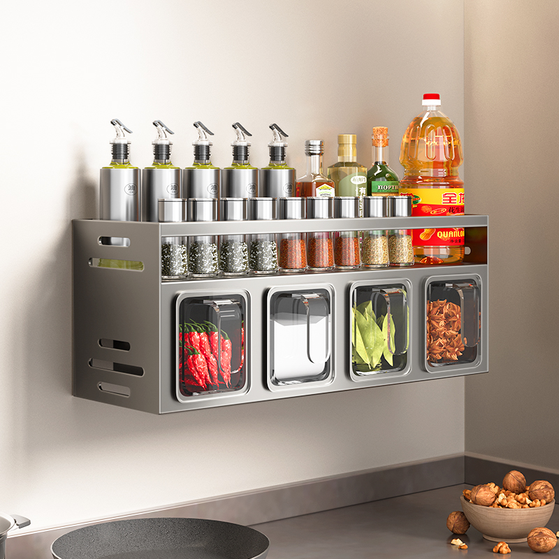 厨房调料罐免打孔置物架多层多功能台面调料品组合家用壁挂上墙