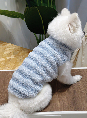 蓝色仿兔绒马甲宠物小狗狗泰迪比熊贵宾猫咪博美衣服外套加厚秋冬