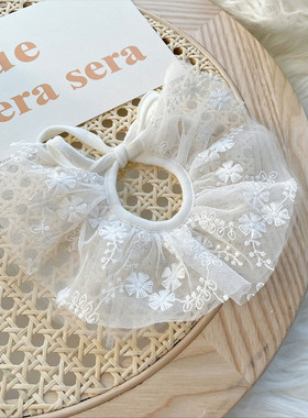 白色蕾丝网纱宠物围脖项链围兜小狗狗小猫咪泰迪布偶贵宾生日饰品