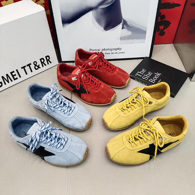 TTRR磨砂皮德训鞋平底低帮韩版女