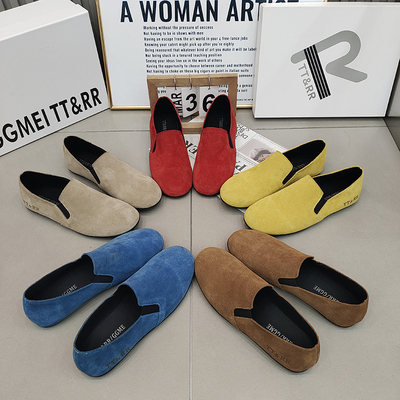 TTRR豆豆鞋平底圆头妈妈休闲女鞋