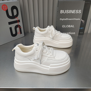 休闲款 品品吸模底小白鞋 绑带韩版 2026春款 圆头低帮松糕底增高女鞋