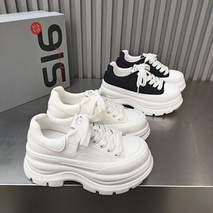 超轻韩版 品品松糕底女鞋 绑带低帮圆头休闲鞋 增高女鞋 百搭 2026春款