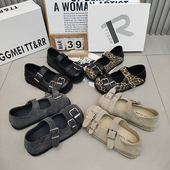 TTRR正品 平底芒果头两穿百搭 透气韩版 浅口皮带扣休闲女鞋 2026春款