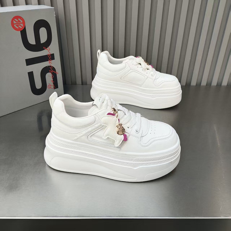 品品小白鞋松糕底绑带低帮圆头韩版女鞋2026春款增高百搭时尚学院