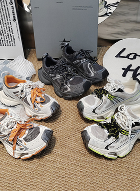 A68老爹鞋松糕底四季网拼接透气休闲鞋2026春款绑带韩版学院女鞋