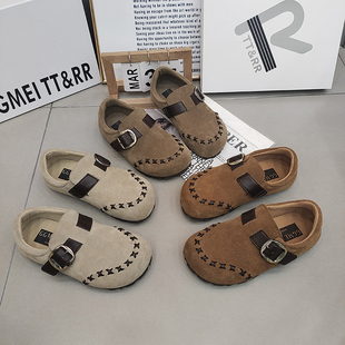 TTRR正品勃肯鞋拼接编制一字带低帮复古风平底女鞋2026春款百搭潮