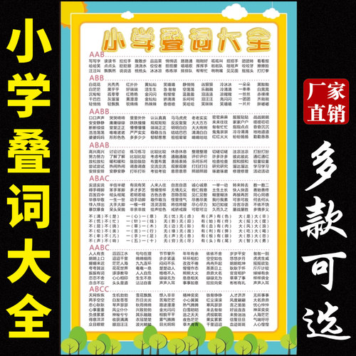 小学生重叠近义词墙贴