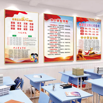 中小学生守则墙贴日常行为规范社会主义核心价值观海报教室布置新