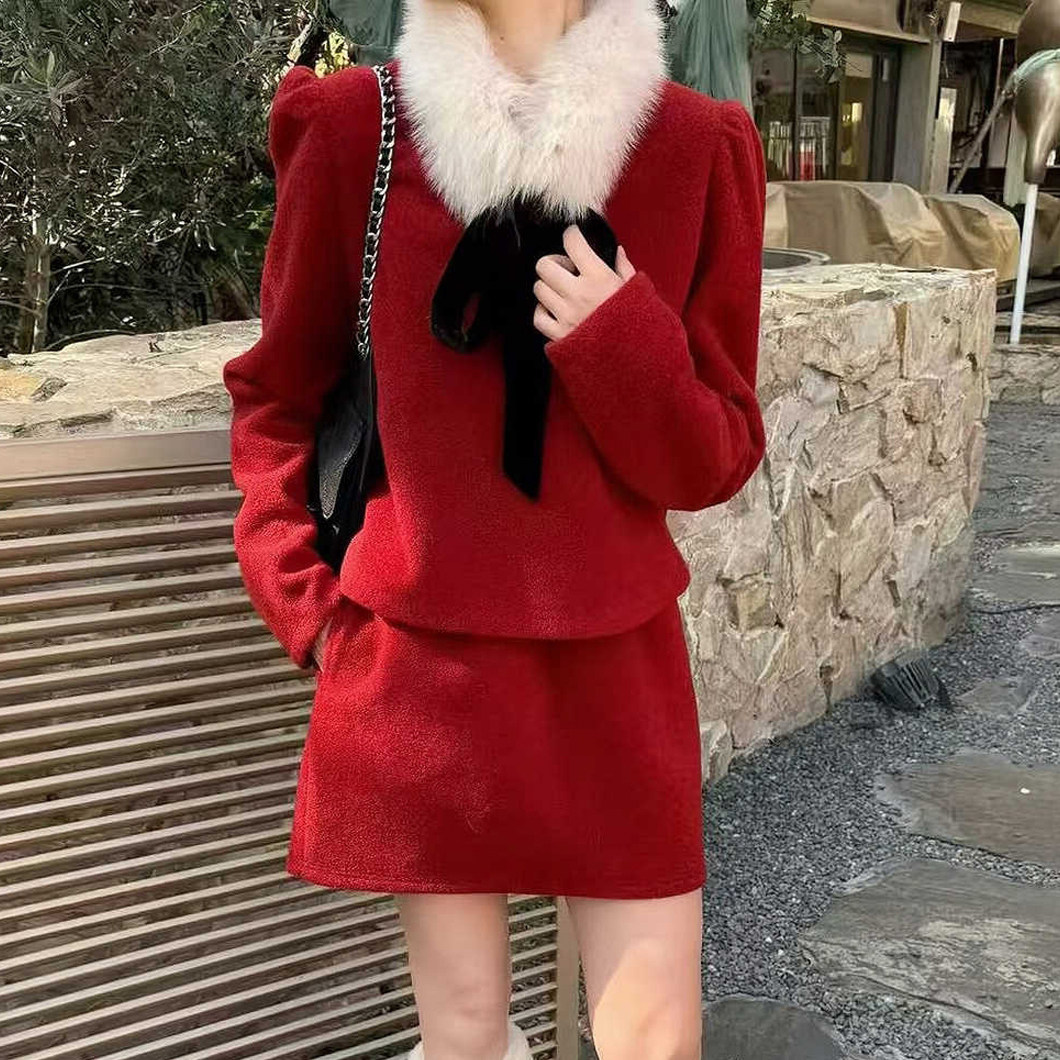 实拍2025新款韩系圣诞毛领连帽卫衣外套女秋冬高级感宽松短款套装,女装/女士精品,时尚套装,淘宝优惠券,粉丝福利购,淘宝优惠卷