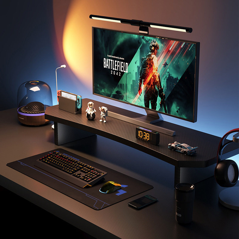 【碳纤维】纹理电脑显示器增高架电竞桌面置物架办公工位屏幕底座抬高收纳架子显示器支架2025新款电竞房配件