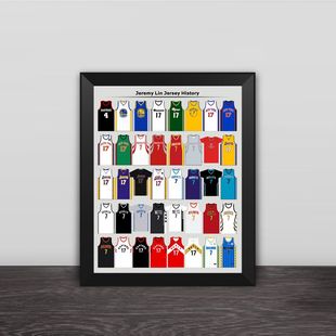 林书豪职业生涯球衣款相框北京男篮照片墙家居饰品壁画海报桌摆件