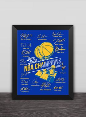 金州勇士2018年NBA总冠军库里杜兰特签名款相框照片墙桌摆台挂框