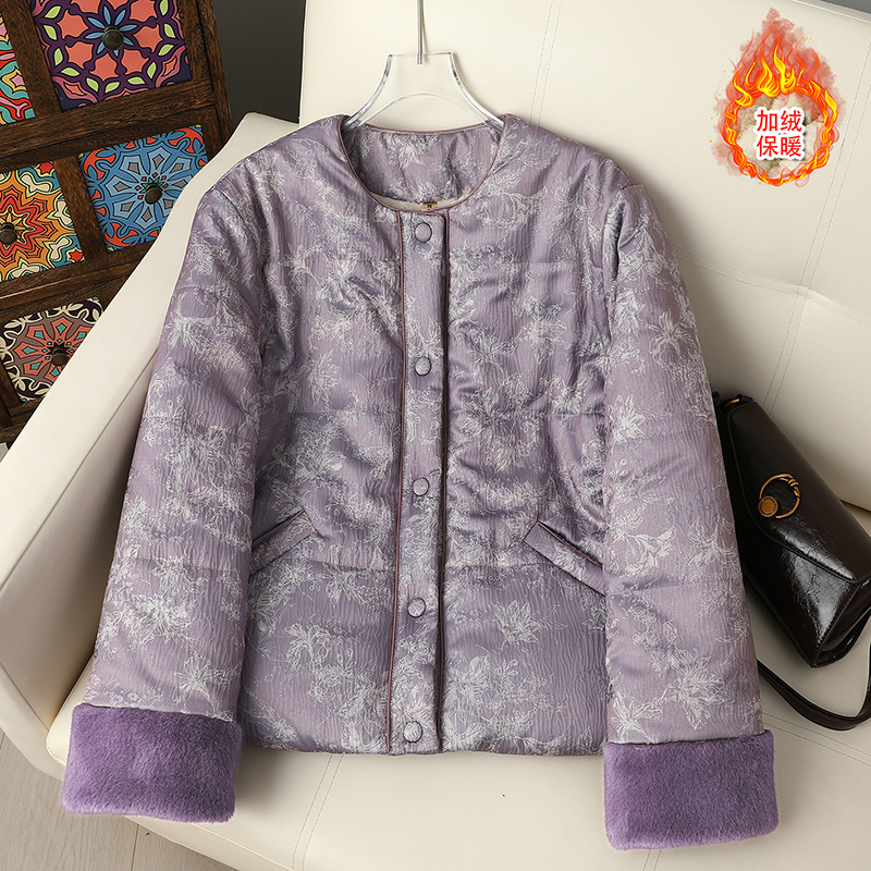 妈妈冬装羽绒棉服加绒小香风棉袄