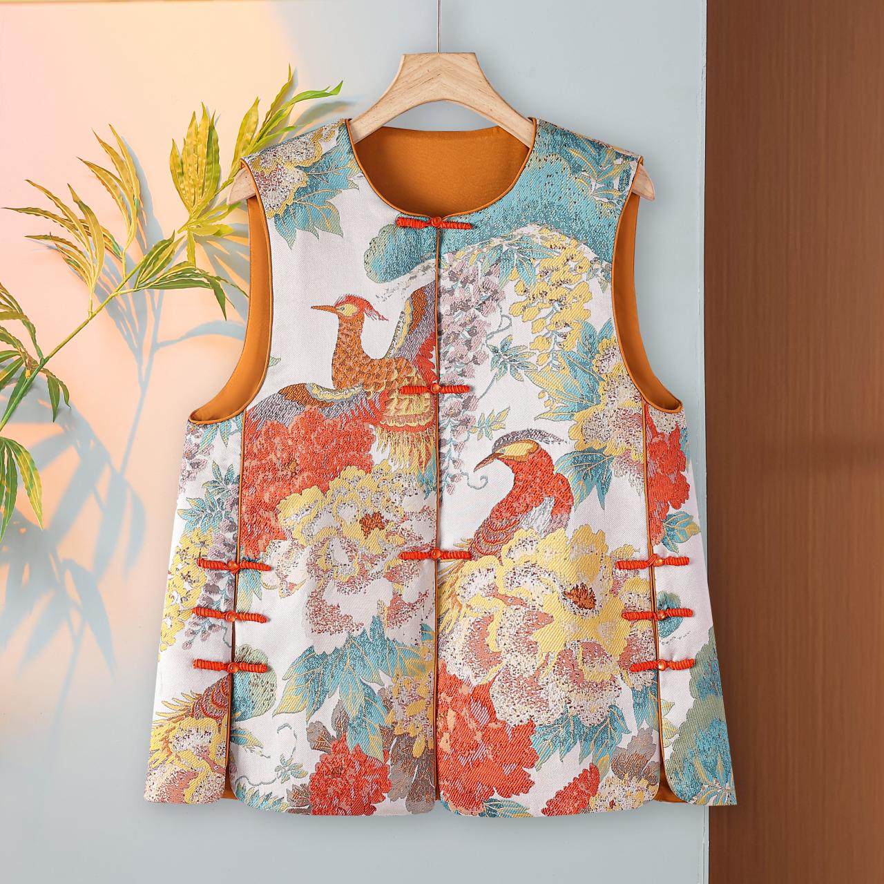 大码中国风女提花宋锦马甲2025新款女背心新中式复古盘扣坎肩上衣,女装/女士精品,马夹,淘宝优惠券,粉丝福利购,淘宝优惠卷