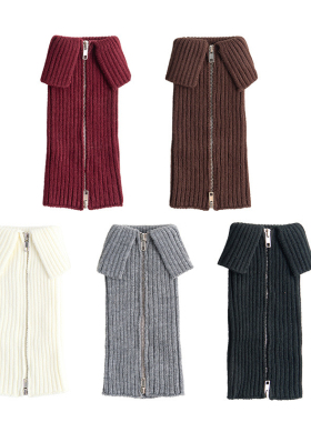 灰色针织袜套2025早秋新款侧开拉链辣妹堆堆袜JK风亚文化靴套腿套